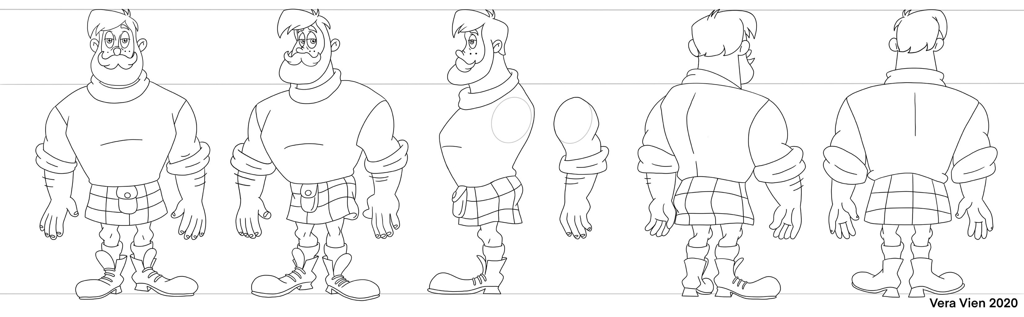 Alastair, cartoon style — black and white turnaround
